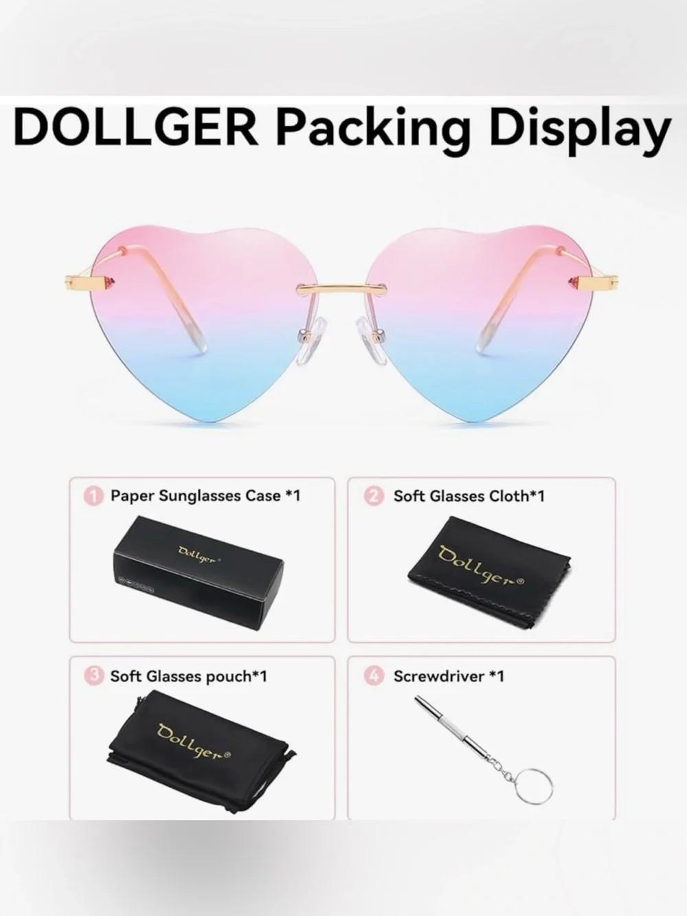 Heart Sunglasses Thin Metal Frame Lovely Heart Style for Women